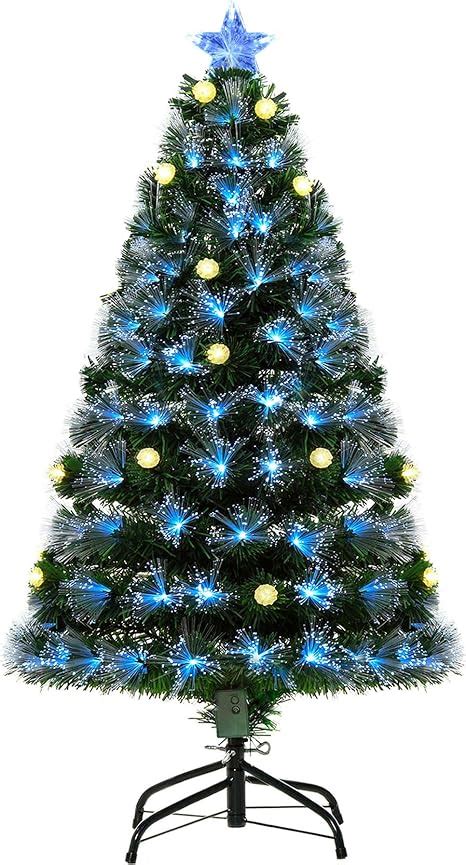 Homcm 4ft White Light Artificial Christmas Tree W 130 Leds Star Topper