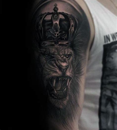 50 Lion With Crown Tattoo Designs For Men Tattoos For Men Pinterest