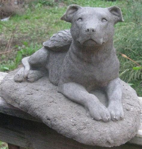 Concrete Pit Bull Angel Dog Statue Or Memorial By Springhillstudio