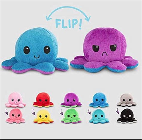 The New Double Sided Flip Octopus Doll Octopus Plush Toys Etsy