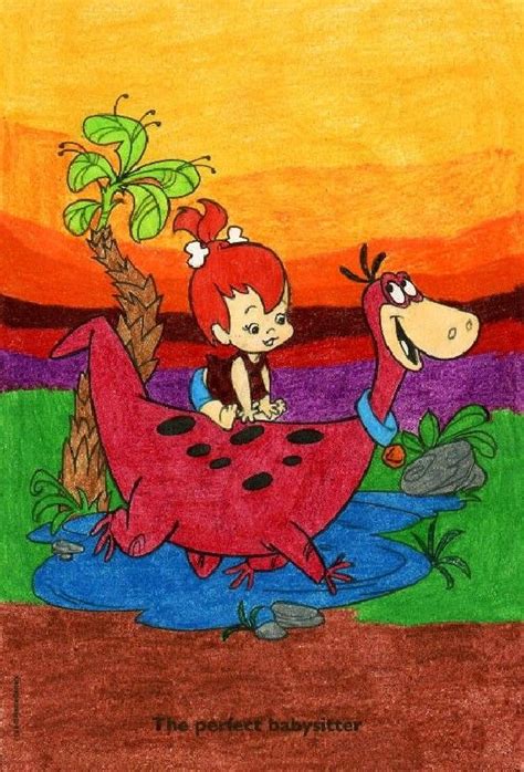 Pebbles And Dino Of The Flintstones Vintage Cartoon Classic Cartoon