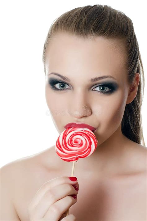 The Girl With A Sugar Candy Stock Photo Image Of Colorful Beautiful