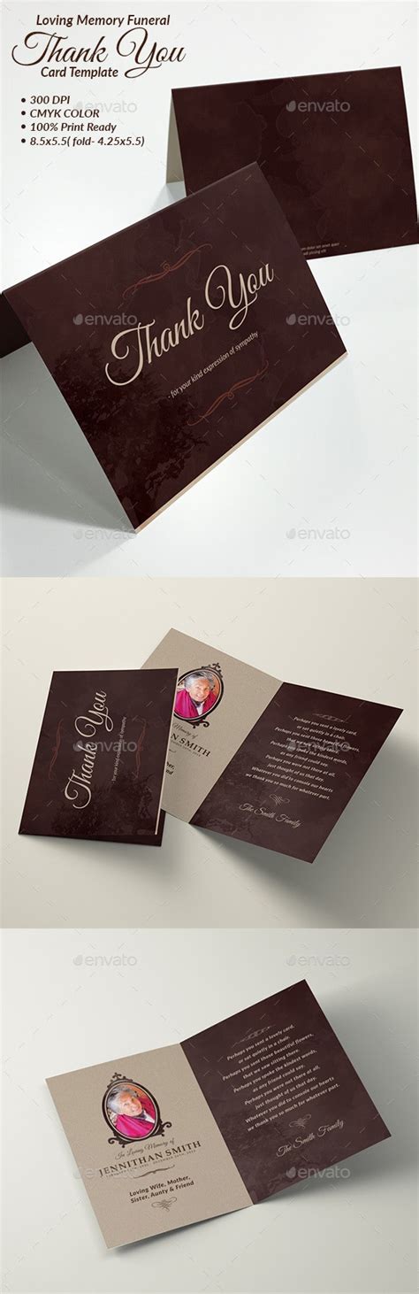 Loving Memory Funeral Program Thank You Card Template By Creativesource