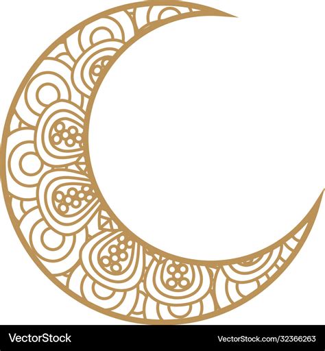 Crescent Moon Golden On White Background Vector Image