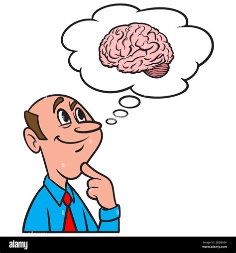 Thinking About The Human Brain A Cartoon Illustration Of A Man