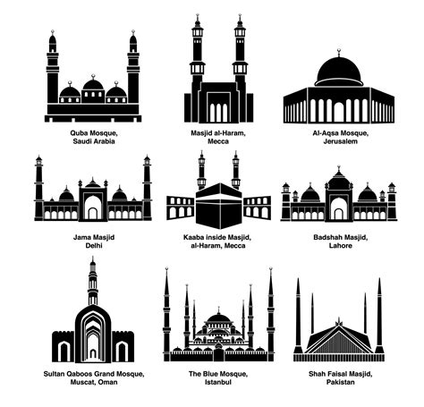 All Mosque Vector Icons Simple Illustration Set Of 9 Mosque Elements
