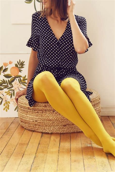 Mantyhose Çorap Yellow Tights Colored Tights Outfit Colored Tights
