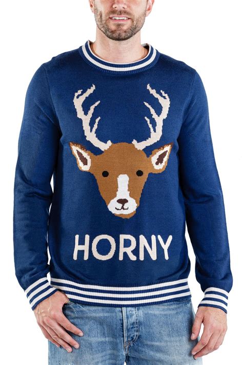 Tipsy Elves Mens Horny As Buck Ugly Christmas Sweater Podoshirt