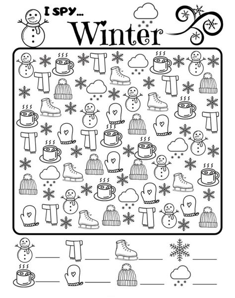 A Winter Themed Coloring Page With Snowmen And Other Things To Color On