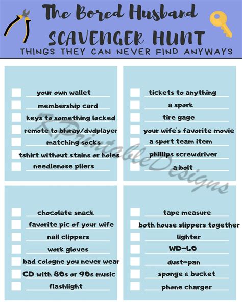 the bored husband scavenger hunt pdf file man printable games for adults scavenger hunt fun