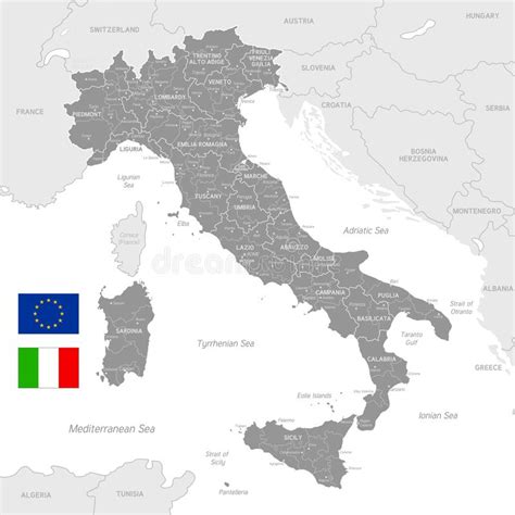 Mapa Político De Italia Con Nombres Ilustración Del Vector