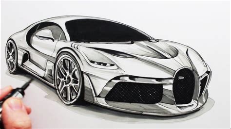 How To Draw A Sports Car The Bugatti Divo Artdrawingssketches Car