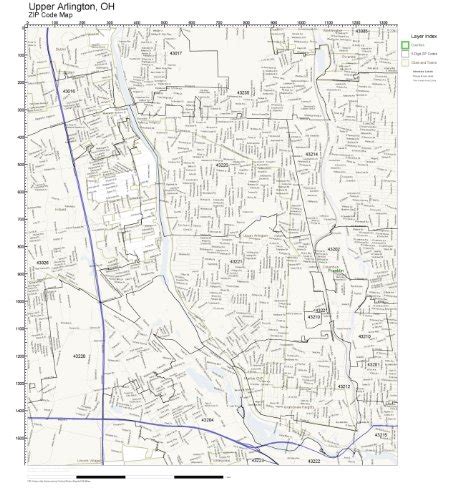 Zip Code Wall Map Of Upper Arlington Oh Zip Code Map Not Laminated