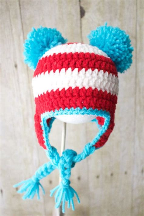 Crochet Dr Seuss Inspired Earflap Hat Cat By