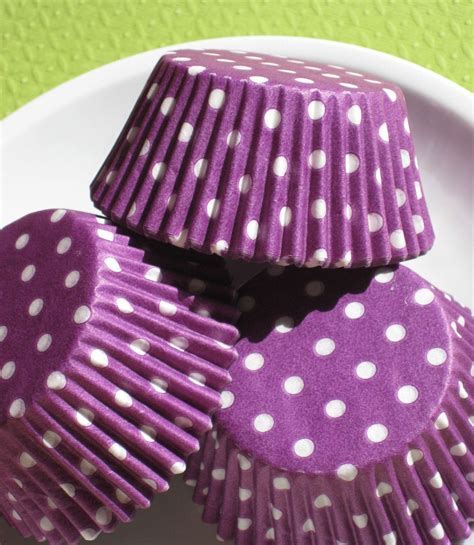 Purple Polka Dot Cupcake Liners Designer Baking Cups 50 350 Via
