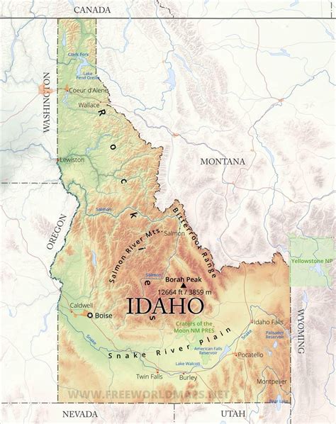 Physical Map Of Idaho
