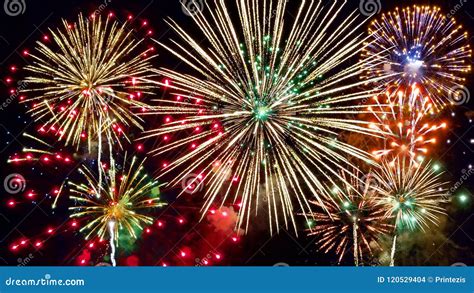 Fireworks In Night Sky Stock Photo Image Of Excitement 120529404