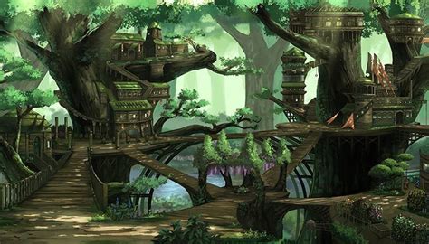 Fantasy Treehouse City High Quality Parallax Background Gamedev