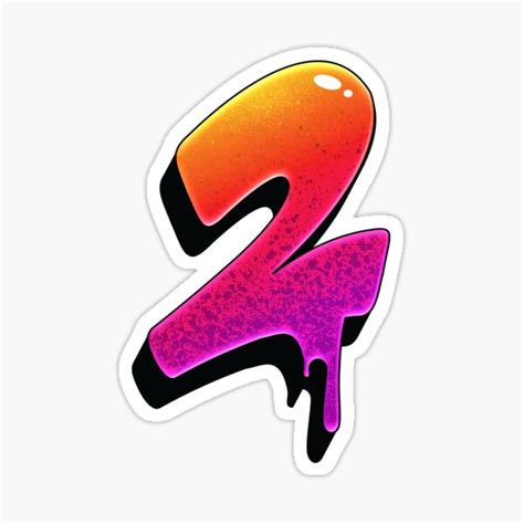 Graffiti Number 2 Digit Colorful Paint Splash Style Sticker For Sale