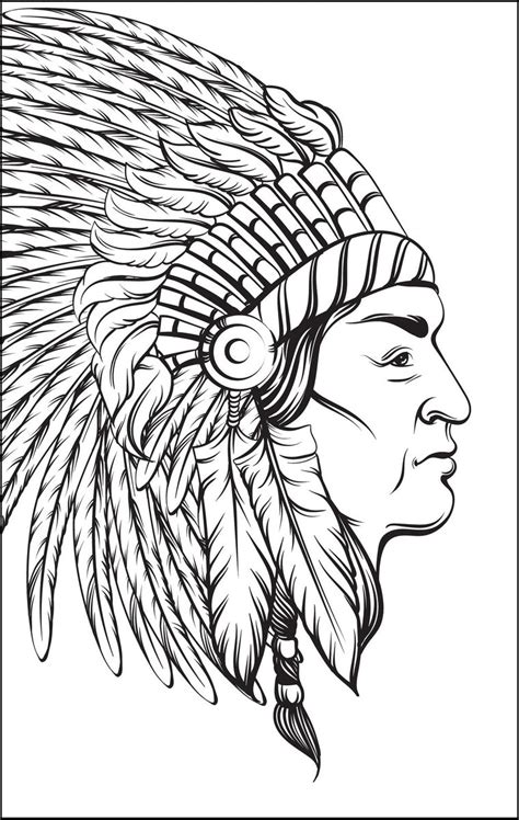 Native American Indians Coloring (PDF Book)- Portraits, Chief Headdres – Rachel Mintz Coloring Books