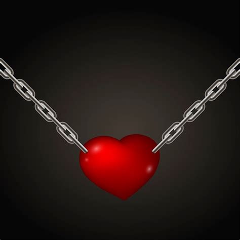 Premium Vector Red Heart Hanging On Metal Chains