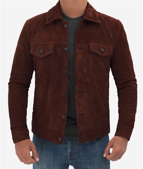 Dark Brown Suede Jacket Mens Genuine Leather