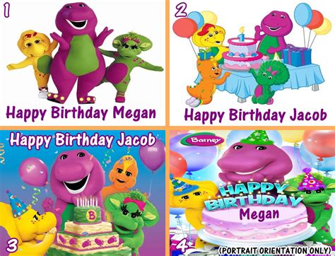 Barney Edible Personalized Cake Topper By Jhstoppers On Etsy