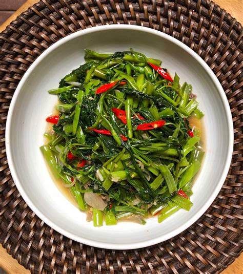 Cah Kangkung Terasi Recipe Stir Fry Water Spinach With Terasi