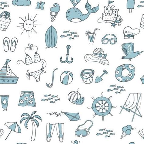 Summer Beach Seamless Pattern Vectors Eps Uidownload