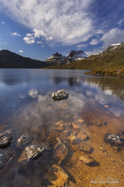 Early Morning Reflections In Dove Lake At Cradle Mountain In Tasmania