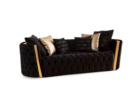 Lupino Black Velvet Living Room Set In 2022 Black Velvet Sofa Velvet