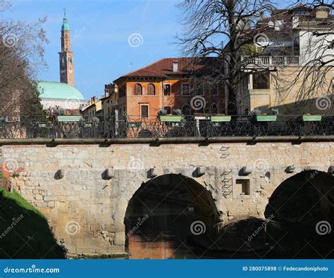 Ancient Bridge Called Ponte Furo In Vicenza Town In Italy And Monument