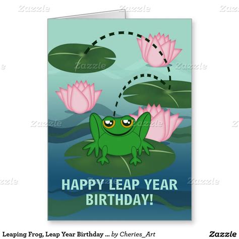 Leaping Frog Leap Year Birthday Card Leapyear Dinosaur Birthday Party