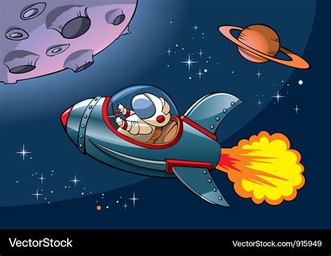 Cartoon Spaceship Royalty Free Vector Image Vectorstock