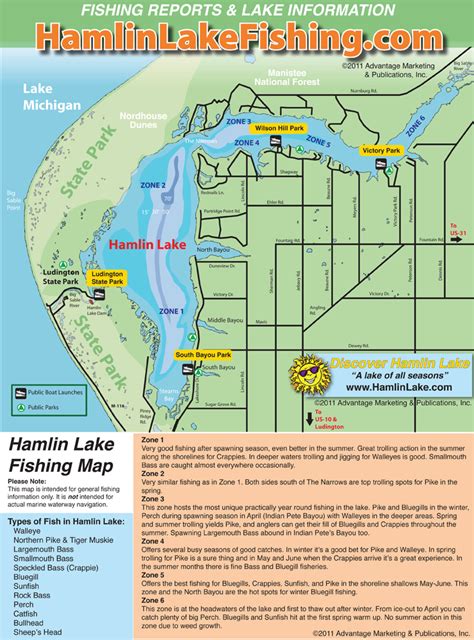 Lake Michigan Circle Tour Hamlin Lake Fishing Map