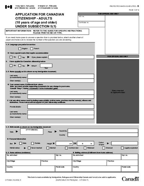 Pdf Application For Canadian Citizenship Adults 18 Years Of Age And