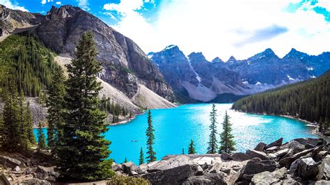 Download 3840x2160 Wallpaper Moraine Lake Banff National Park Lake Mountains Nature 4k Uhd