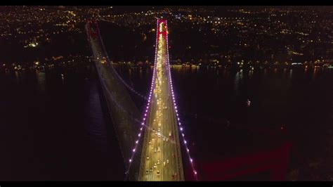 İstanbul Bosphorus Bridge At Night From A Drone Youtube