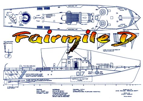 Model Boat Full Size Printed Plans 132 Scale 43 Fairmile D Rescue Sh