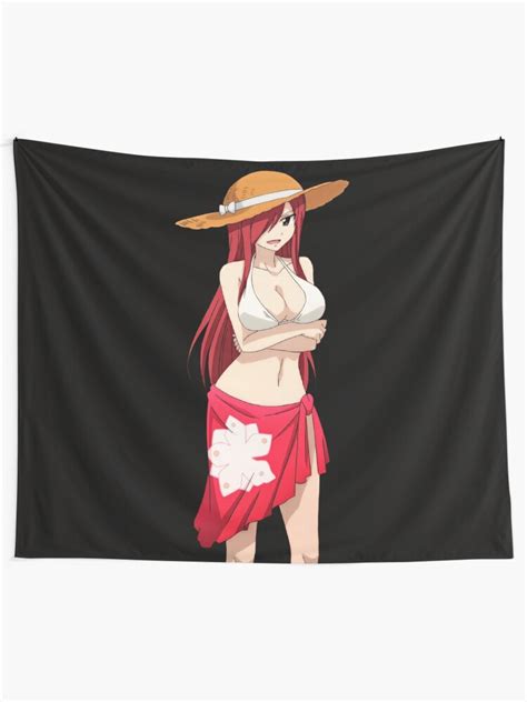 Sexy Erza Scarlet Lewd Bikini Fairy Tail Hentai Hot Ecchi Tapestry By Hentaigirls Redbubble