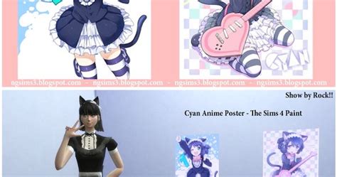 Cyan Cat Girl Anime Poster At Ng Sims3 Via Sims 4 Updates