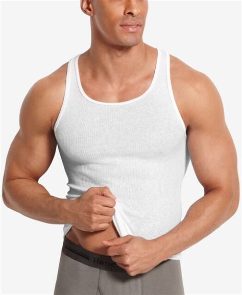 Five Hanes Men S Tagless Platinum Cotton Ribbed Tank Top White Size Small For Sale Online Ebay