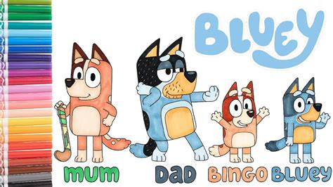 Bluey Coloring Book Pages Compilation Mum Dad Bingo And Bluey
