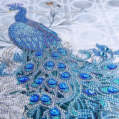 Huacan 5d Diy Diamond Painting Cross Stitch Animal Peacock Partial