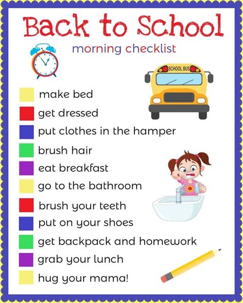 Printable Back To School Morning Checklist For The Love Of Food