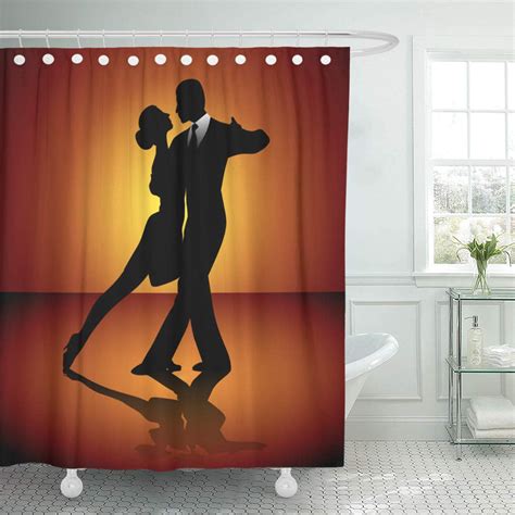Cynlon Dance Black Ballroom Man And Woman Dancing Tango Dancer Bathroom Decor Bath Shower