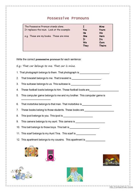 Possessive Pronouns Elementary Worksheet E