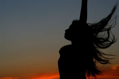 Free Images Silhouette Cloud Sky Girl Sunset Sunlight Wind