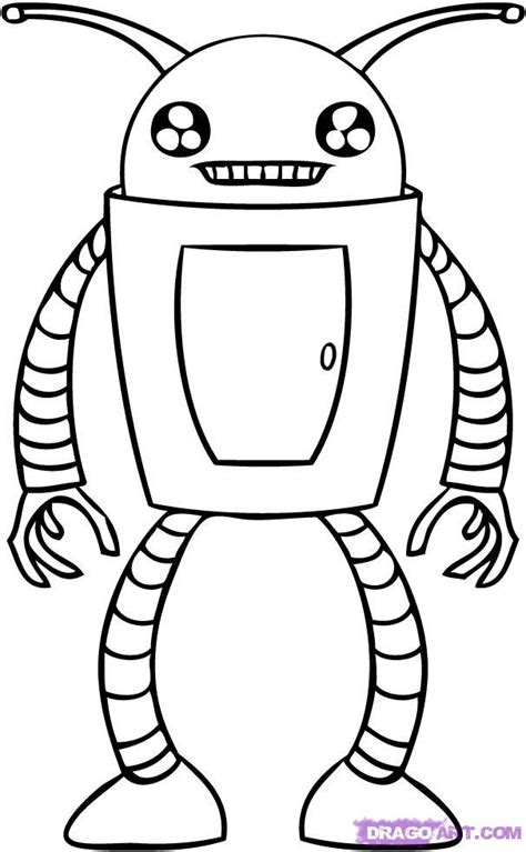 How To Draw A Cartoon Robot Step By Step Robots Sci Fi Free Online