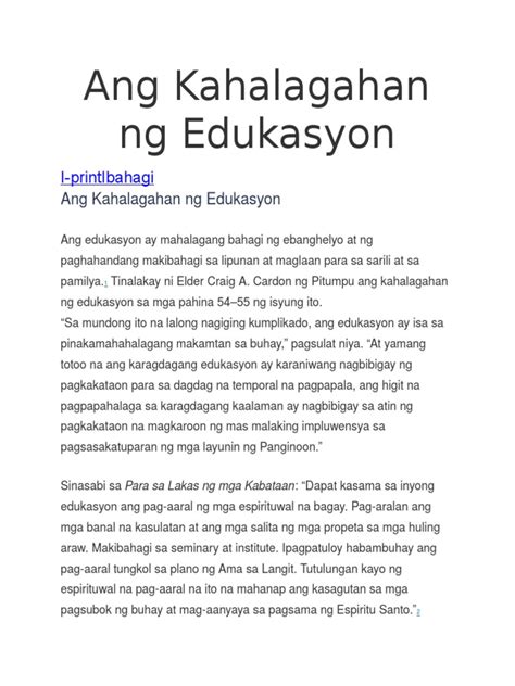 Ang Kahalagahan Ng Edukasyon